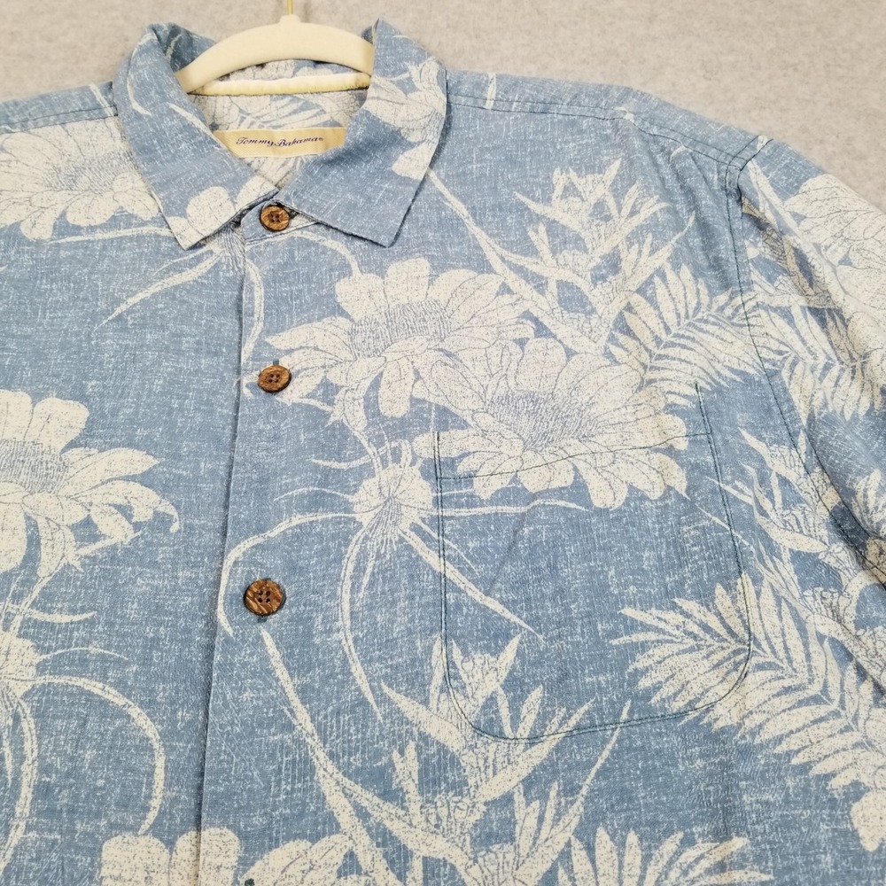 Tommy Bahama Button Up Shirt Mens XL Blue Floral Silk Blend Island Zone Aloha - Picture 2 of 10